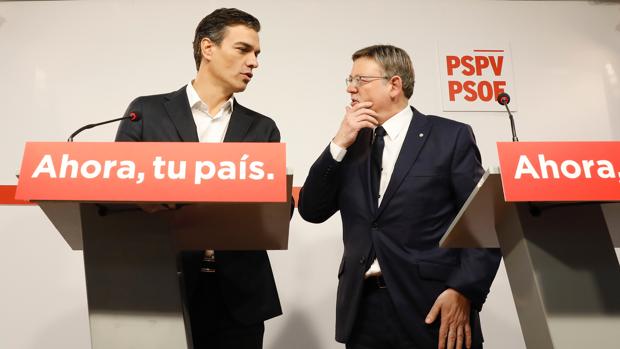 Imagen de Pedro Sánchez y Ximo Puig tomada este lunes en Valencia