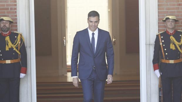 Pedro Sánchez en La Moncloa antes de recibir a la primera ministra rumana, Viorica Dancila