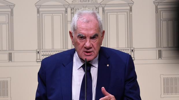 Ernest Maragall durante su rueda de prensa en la reunión bilateral entre Estado y Generalitat