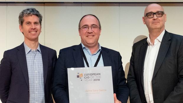 El exdirectivo de Correos, Jaime Sanz, durante la entrega del premio a mejor CIO, en 2018