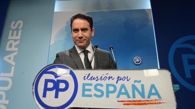 El secretario general del PP, Teodoro García Egea, ayer en la sede nacional del partido