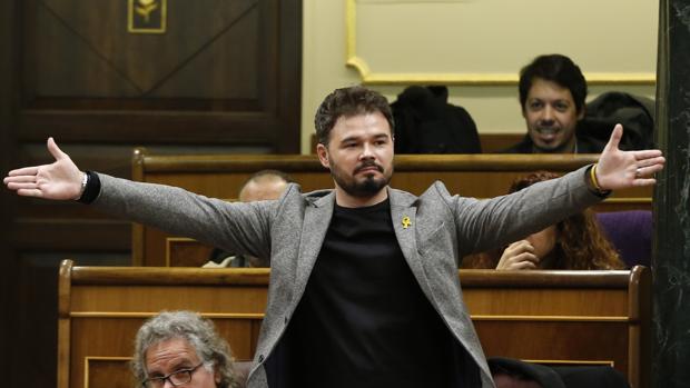 El diputado de ERC. Gabriel Rufián, en el Congereso el día que insultó a Borrell