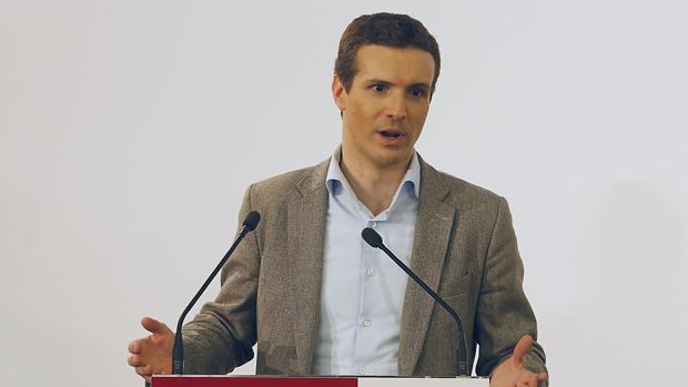El presidente del PP, Pablo Casado, ayer participando en el Foro La Voz de Cádiz
