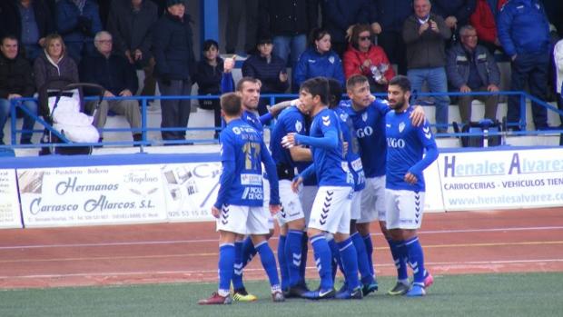 Los jugadores del Yugo Socuéllamos celebran un gol en la victoria por 3-0 ante el CD Manchego el pasado 25 de noviembre
