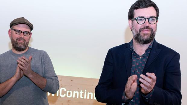 Antoni Noguera, en primer plano, junto al alcalde de Santiago de Compostela Martiño Noriega el pasado 8 de febrero en Palma