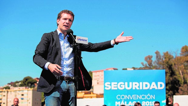 El presidente del PP, Pablo Casado, en Málaga