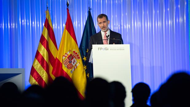 El Rey, en la entrega de premios de la Fundación Princesa de Girona, en Gerona el pasado junio