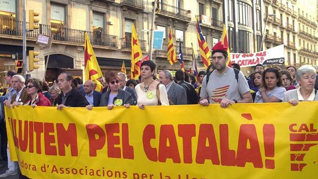 Manifestación a favor del catalán