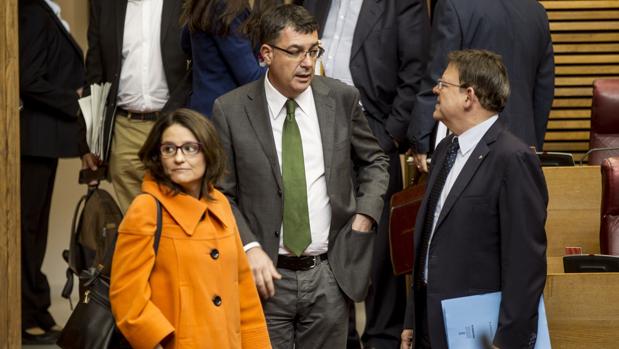 Mónica Oltra, Enric Morera y Ximo Puig, en una imagen de archivo