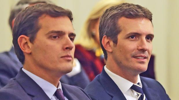 Albert Rivera, presidente de Ciudadanos, y Pablo Casado, presidente del PP