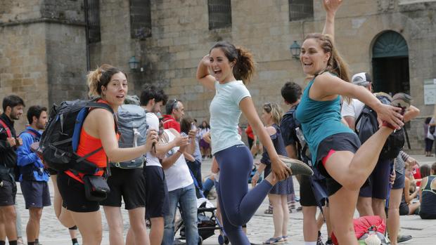 Peregrinos a su llegada a Santiago