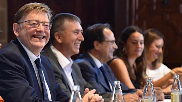 Ximo Puig, este lunes en la reunión de la Mesa de Diálogo Social