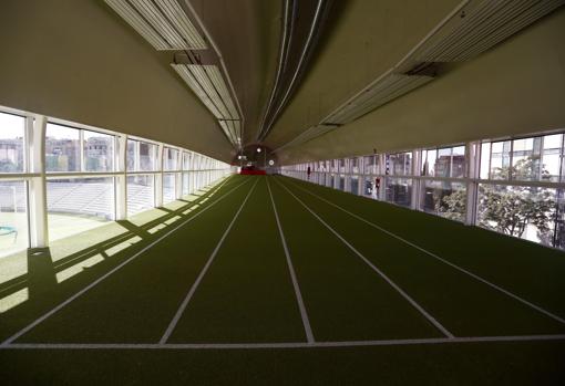 Espacio cubierto de entrenamiento, levantado en lo alto del coliseo