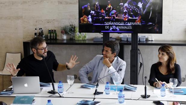 Josep Vicent, Carlos Mazón y Julia Parra, en la presentación del programa del ADDA