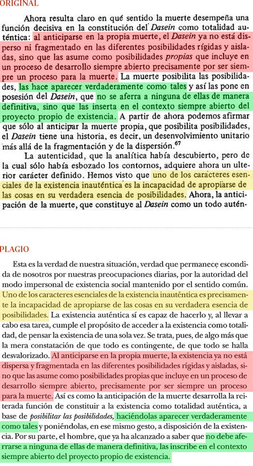 Plagio del libro de Cruz (pág. 193) a «Introducción a Heidegger», de Vattimo (Págs. 50-51)