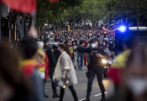 Cientos de manifestantes en el Paseo de la Castellana