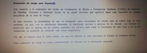 Detalle del informe emitido por el Departamento de Seguridad Nacional el mismo día que Cavadas alertó de la peligrosidad del coronavirus