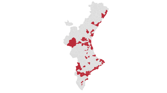 Imagen de los municipios con toque de queda en la Comunidad Valenciana