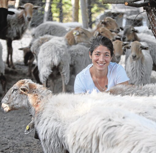 Alexia poses with the flock