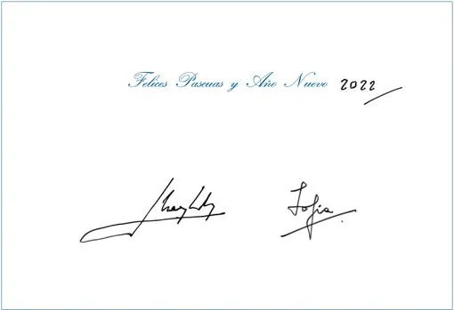 Mensaje de Don Juan Carlos y Doña Sofía, junto a sus firmas