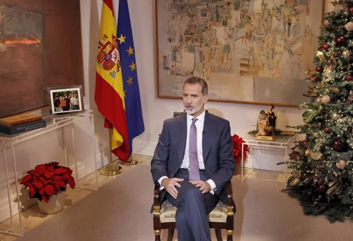 Otra imagen del mensaje de Navidad del Rey ofrecida por La Zarzuela