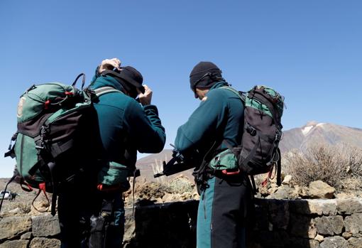 Dispositivo especial de la Guardia Civil, en el Teide