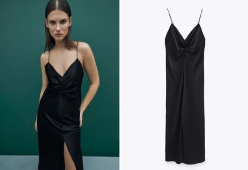 Black satin dress, from Zara.  Price: € 12.95