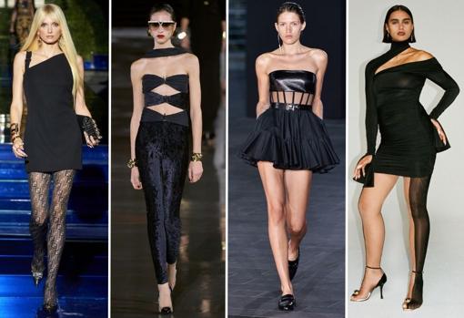 from left  From left to right: proposals from Versace, Saint Laurent, David Koma and Mugler