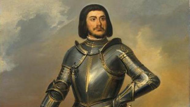 Retrato imaginario de Gilles de Rais con una tupida barba negra