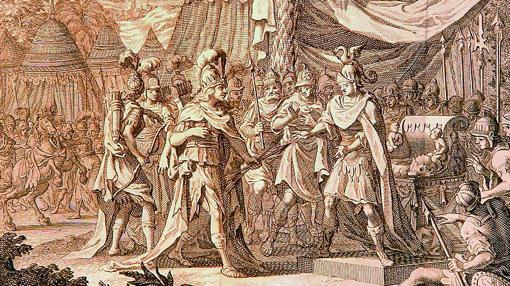 Talestris, reina de las amazonas, visitando a Alejandro Magno