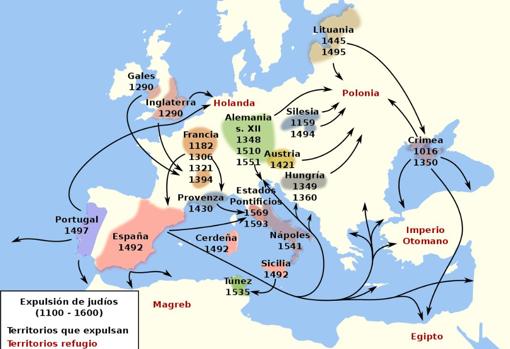 Expulsiones de comunidades judías en Europa entre 1.100 y 1.600