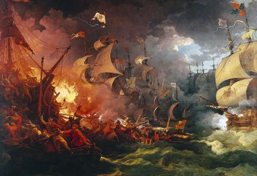 Derrota de la Armada Invencible, pintura de Philippe-Jacques de Loutherbourg (1796)