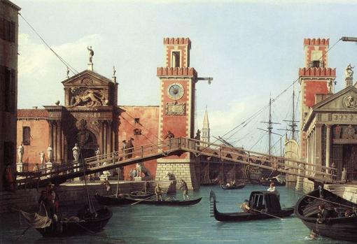 Vista de la entrada al Arsenal por Canaletto, 1732.