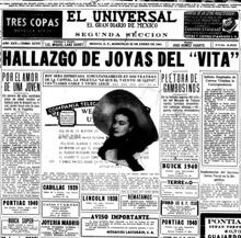 Noticia del diario mexicano &#039;El Universal&#039; de 1941