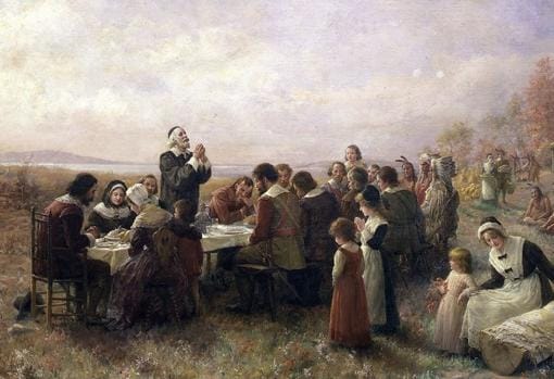 The First Thanksgiving at Plymouth por Jennie A. Brownscombe (1914). Museo Pilgrim Hall.