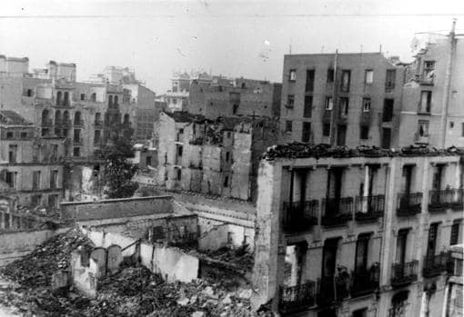 Barrio de Argüelles, bombardeado durante la Guerra Civil.