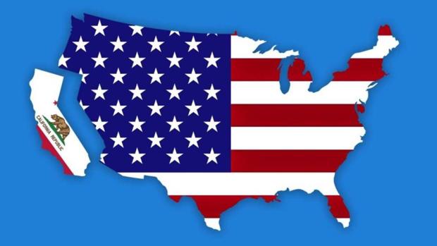 Imagen que muestra el mapa de California separado del mapa del resto de Estados Unidos