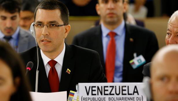 El ministro de Asuntos Exteriores de venezuela, Jorge Arreaza, en el Consejo de Derechos Humanos, en Ginebra