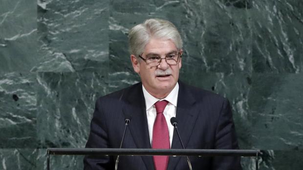 El ministro español de Asuntos Exteriores, Alfonso Dastis , habla la Asamblea General de Naciones Unidas