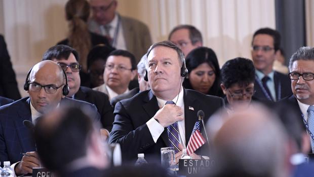 El secretario de Estado estadounidense, Mike Pompeo, en la Asamblea General de la OEA