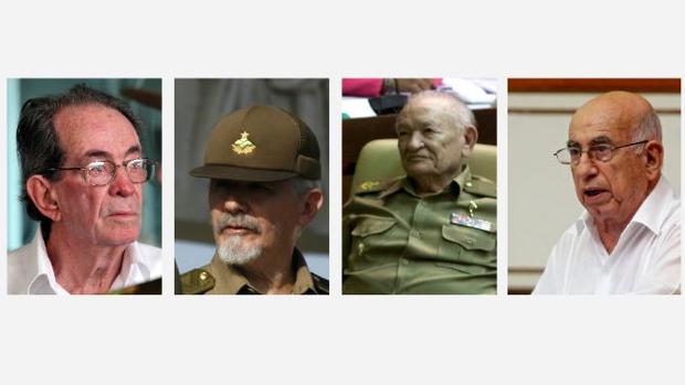 De izquierda a derecha: Osmany Cienfuegos, Ramiro Valdés, Guillermo García Frías y José R. Machado Ventura