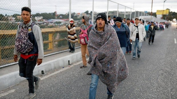 Parte de la caravana que salió de Honduras y que alcanzó la Ciudad de Guatemala