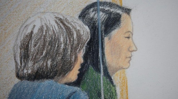 Dibujo de Meng Wanzhou durante su comparecencia en la Corte Suprema de Canadá el pasado 7 de diciembre