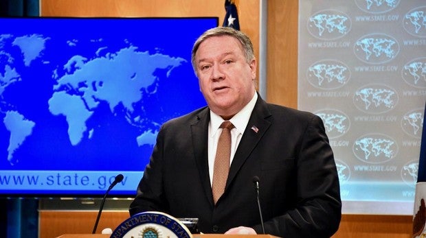 El secretario de Estado de EE.UU., Mike Pompeo, durante la rueda de prensa