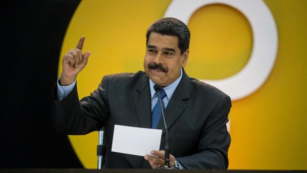 El presidente de Venezuela, Nicolás Maduro, en el acto de lanzamiento del «petro»