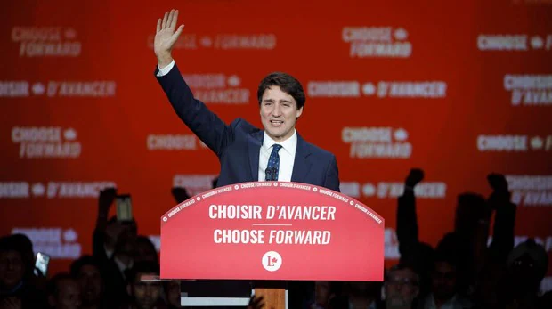 Justin Trudeau en su primer discurso tras ganar las elecciones