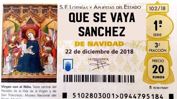 El falso décimo que círcula por Twitter pidiendo la explusión de Pedro Sánchez del Gobierno