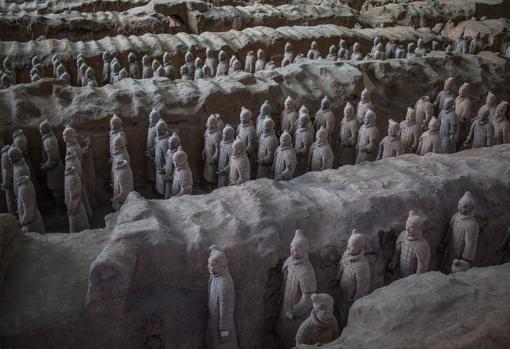 Part del conjunt dels Guerrers i Cavalls de Terracota de l'Mausoleu de Qin Shihuang, situat a la ciutat xinesa de Xian (Xina)