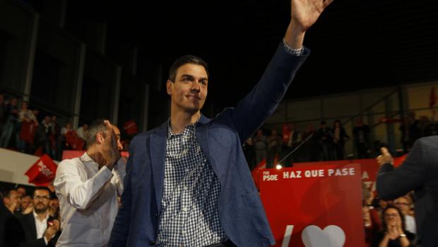 Pedro Sánchez en un acto de campaña electoral