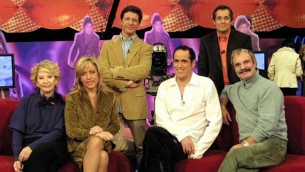 Ximo Rovira, junto a Karmele Marchante, Lydia Lozano, Antonio Casado, Aurelio Manzano y Jesús Mariñas, en «Tómbola»